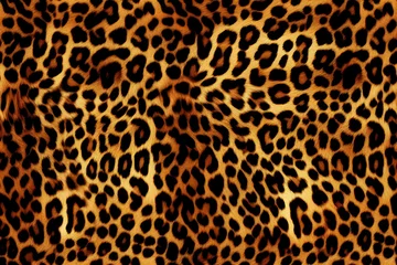 Gordijnen Leopard Skin Print Seamless Pattern Background © Pixivir