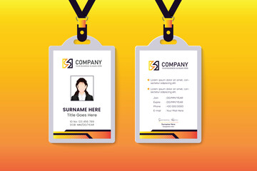 Professional creative employee front and back id card template with picture - obrazy, fototapety, plakaty