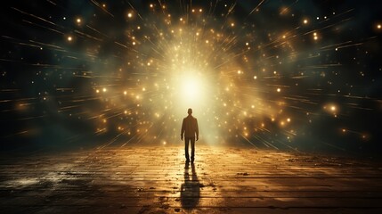 A Magical Illustration of Fantasy Environment where a Person Standing and Enjoying the Moment