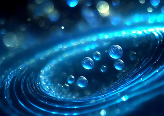 抽象的な青い水の渦と気泡 - obrazy, fototapety, plakaty