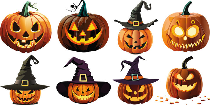 Calabazas de Halloween sobre fondo transparente 02