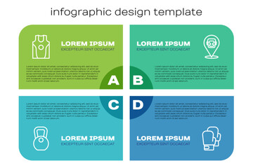 Set line Weight, Boxing jersey and t-shirt, glove and helmet. Business infographic template. Vector