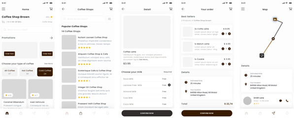 Coffee Shop, Barista Delivery and Cafe Store Mobile App  UI Kit Template