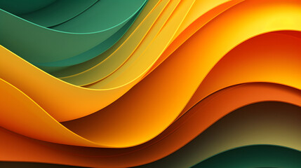 Abstract wave background. Orange, yellow, green color.