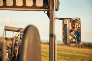 Mature couple working on the farm