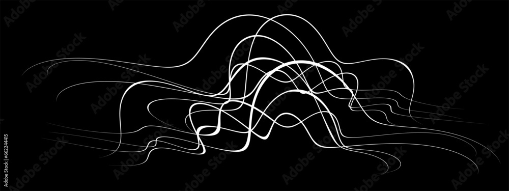 Fototapete wave curve, flow pattern, vector design element. abstract dynamic stroke, linear graphic rays. sound