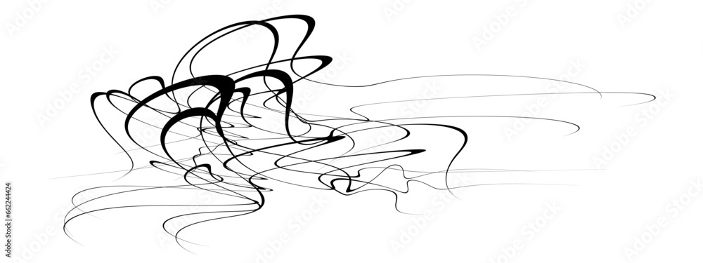Fototapete wave curve, flow pattern, vector design element. abstract dynamic stroke, linear graphic rays. sound