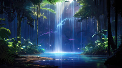 Fantasy Landscape with a waterfall