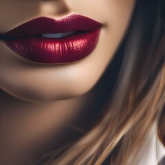 Fototapeta premium A close-up of a persons lips whispering a secret to someone else2