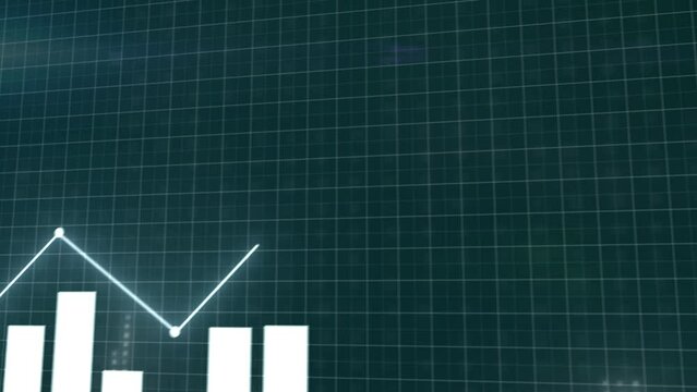 Diagram with charts and stock finance 4K 3D animation. Business diagram with charts data financial investment trends