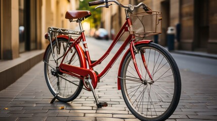 The Timeless Charm of an Old Red Bicycle. Generative AI