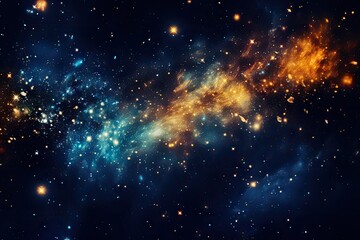 Fototapeta premium Cosmic milky way galaxy background with nebula, stardust and bright shining stars. Generative AI