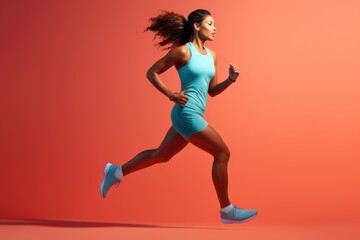 Fototapeta na wymiar A female athlete running at top speed