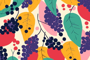 Grapevine canopies quirky doodle pattern, wallpaper, background, cartoon, vector, whimsical Illustration
