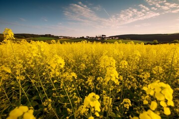 field of rapeseed at 5 weeks stage. Generative AI