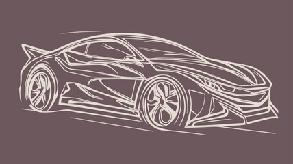 Sketch of a sports car alongside a background in Illustrator