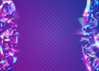 Kaleidoscope Background. Transparent Effect. Party Flare. Blue Disco Tinsel. Luxury Foil. Festive Art. Metal Carnaval Decoration. Hologram Glare. Purple Kaleidoscope Background