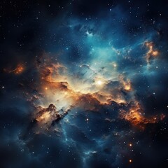 Fototapeta premium Cosmic milky way galaxy background with nebula, stardust and bright shining stars. Generative AI