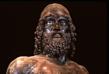 Riace Bronze A, Close up. Calabria Region, Italy.