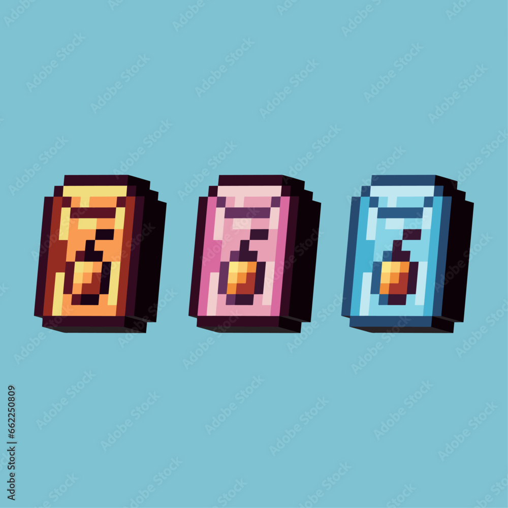 Poster isometric pixel art 3d of farming seed for items asset. seeds on pixelated style.8bits perfect for g