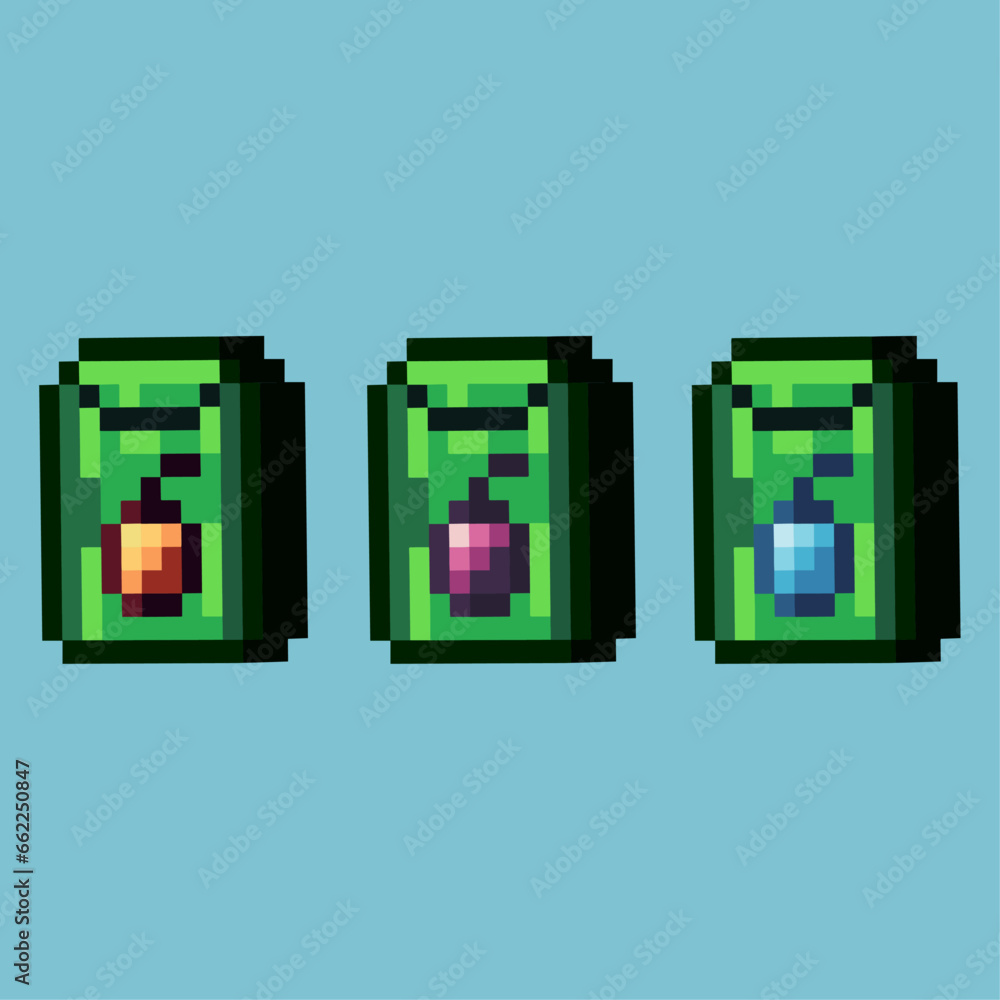Poster isometric pixel art 3d of green seed for items asset. seeds on pixelated style.8bits perfect for gam