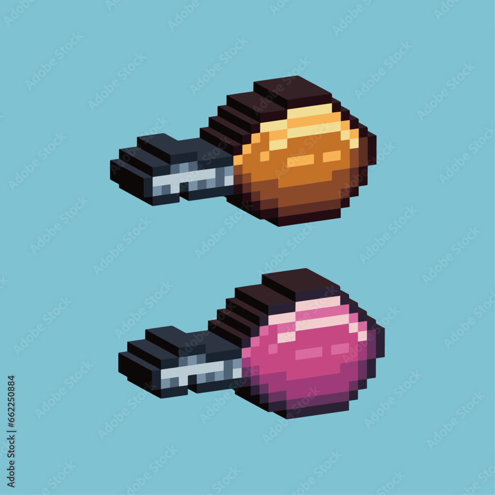 Poster isometric pixel art 3d of raw meat for items asset. raw meat food on pixelated style.8bits perfect f