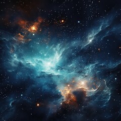 Fototapeta premium Cosmic milky way galaxy background with nebula, stardust and bright shining stars. Generative AI