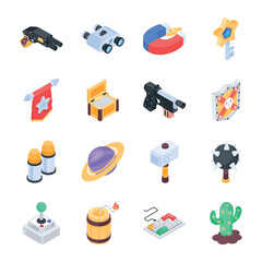 Collection of Video Game Assets Isometric Icons 

