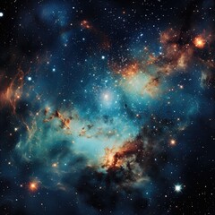 Naklejka premium Cosmic milky way galaxy background with nebula, stardust and bright shining stars. Generative AI