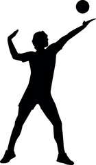 silhouette of a child playing volleyball