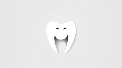  a white tooth with an open mouth on a white background.  generative ai
