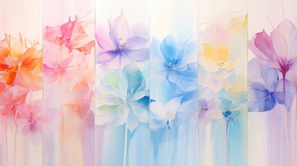  a group of colorful flowers on a white and blue background.  generative ai