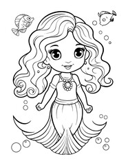 Mermaid Cute Coloring Book