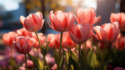 Beautiful Red Tulips Darwin Hybrid red tulips UHD wallpaper Stock Photographic Image