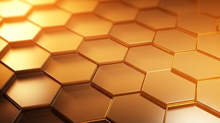  a close up of a honeycomb pattern with gold highlights.  generative ai