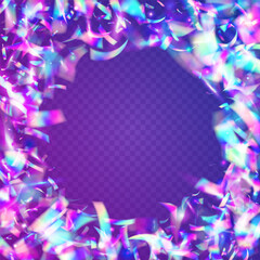 Carnival Glare. Shiny Flare. Birthday Tinsel. Retro Multicolor Sunlight. Luxury Foil. Cristal Glitter. Purple Laser Confetti. Bright Art. Pink Carnival Glare
