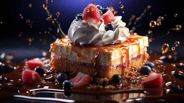 Appetizing dessert for food wallpaper Sweet cake UHD wallpaper Stock Photographic Image