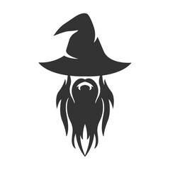 Creative minimal wizard warlock logo. Wizard character logo.