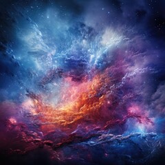 Fototapeta premium Cosmic milky way galaxy background with nebula, stardust and bright shining stars. Generative AI