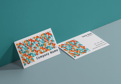 Horizontal Business Card with Abstract Geometric Art Layout