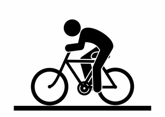 cyclist on a bike, cycle path, black silhouette, vector icon, symbol