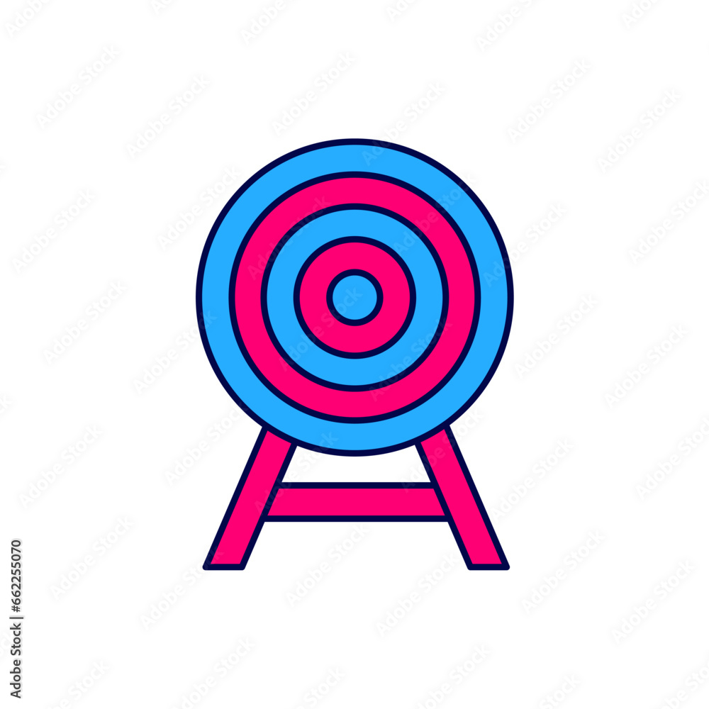 Poster filled outline target with arrow icon isolated on white background. dart board sign. archery board i