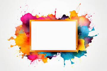 Fototapeta na wymiar frame with bright strokes and paint stains. mockup made of watercolors on a white background. colorful prints