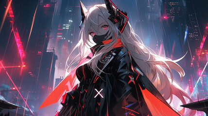 Urban Lo-fi Anime Character in a Futuristic Cyberpunk setting.