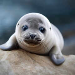 Cute Baby Seal laying on a hot summer's day, cute, funny