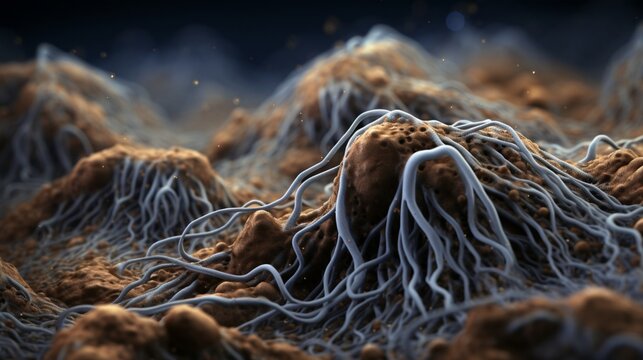 Microscopic image of nematodes in soil.