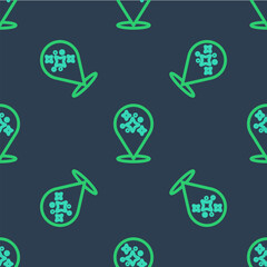 Line Home cleaning service concept icon isolated seamless pattern on blue background. Building and house. Vector