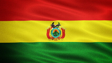 Waving Fabric Texture Of Bolivia National Flag Background