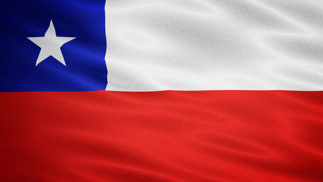 Waving Fabric Texture Of Chile National Flag Background
