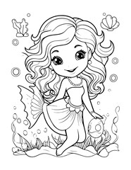 Mermaid Cute Baby Coloring Book